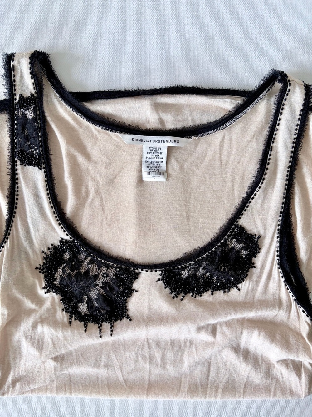 Diane Von Furstenberg Kama Long Beaded Lace Tunic Top